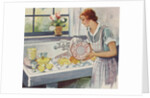 Illustration of Woman Washing Dishes by Anonymous