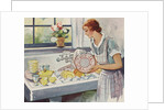 Illustration of Woman Washing Dishes by Anonymous