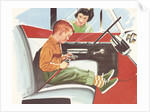 Illustration of Boy Putting on Safety Belt by Anonymous