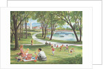 Illustration of Family Having Picnic in Park by Anonymous