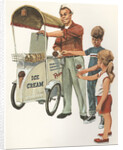 Illustration of Ice Cream Man with Two Children by Anonymous