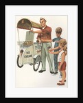 Illustration of Ice Cream Man with Two Children by Anonymous