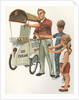 Illustration of Ice Cream Man with Two Children by Anonymous