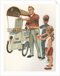 Illustration of Ice Cream Man with Two Children by Anonymous