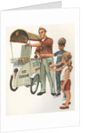 Illustration of Ice Cream Man with Two Children by Anonymous
