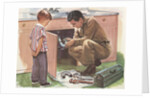Illustration of Boy Watching Man Fix Plumbing by Anonymous