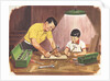Illustration of Father Teaching Son to Handle Tools by Anonymous