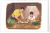 Illustration of Father Teaching Son to Handle Tools by Anonymous