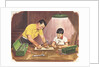 Illustration of Father Teaching Son to Handle Tools by Anonymous