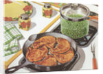 Illustration of Dinner Cooking on Stovetop by Anonymous