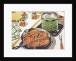Illustration of Dinner Cooking on Stovetop by Anonymous