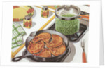 Illustration of Dinner Cooking on Stovetop by Anonymous