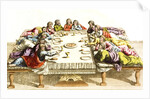 Print of Jewish Men Eating Meal by Anonymous