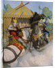 Illustration of Sir Mador Jousting with an Opponent by N.C. Wyeth