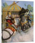 Illustration of Sir Mador Jousting with an Opponent by N.C. Wyeth