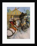 Illustration of Sir Mador Jousting with an Opponent by N.C. Wyeth