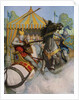 Illustration of Sir Mador Jousting with an Opponent by N.C. Wyeth