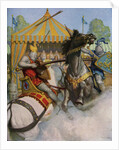 Illustration of Sir Mador Jousting with an Opponent by N.C. Wyeth