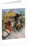 Illustration of Sir Mador Jousting with an Opponent by N.C. Wyeth