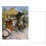 Illustration of Sir Mador Jousting with an Opponent by N.C. Wyeth