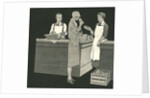 Illustration of Woman with Two Grocery Store Clerks by Anonymous