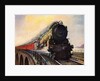 Illustration of Steam Engine Speeding over Bridge by Anonymous
