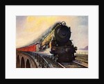 Illustration of Steam Engine Speeding over Bridge by Anonymous