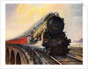 Illustration of Steam Engine Speeding over Bridge by Anonymous