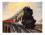 Illustration of Steam Engine Speeding over Bridge by Anonymous
