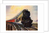 Illustration of Steam Engine Speeding over Bridge by Anonymous