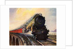 Illustration of Steam Engine Speeding over Bridge by Anonymous