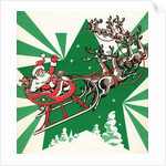 Illustration of Santa's Sled Pulled by Reindeer