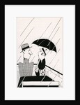 Illustration of Couple on Rainy Roof of Double-Decker Bus by Anne Harriet Fish