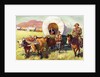 Illustration of Wagon Train of American Settlers Moving Across Western Plains by Anonymous