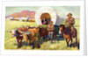 Illustration of Wagon Train of American Settlers Moving Across Western Plains by Anonymous