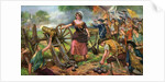 Illustration of Molly Pitcher Lighting Cannon at Battle of Monmouth by Anonymous