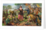 Illustration of Molly Pitcher Lighting Cannon at Battle of Monmouth by Anonymous