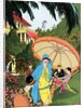 Illustration of Lawn Party Outside Mansion by Carl Becker