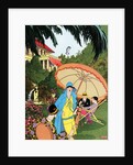Illustration of Lawn Party Outside Mansion by Carl Becker