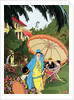 Illustration of Lawn Party Outside Mansion by Carl Becker