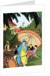 Illustration of Lawn Party Outside Mansion by Carl Becker