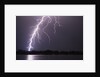 Lightning Striking Ground Near Residential Lake by Anonymous