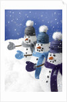 Snowmen in a Row by Anonymous