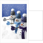 Snowmen in a Row by Anonymous