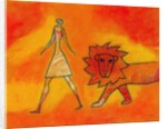 Woman Walking with a Lion by Anonymous