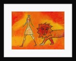 Woman Walking with a Lion by Anonymous