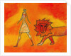 Woman Walking with a Lion by Anonymous