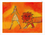 Woman Walking with a Lion by Anonymous