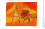 Woman Walking with a Lion by Anonymous