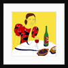 Woman Sitting at a Table with a Bottle of Wine by Anonymous